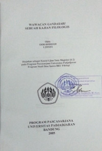 Image of WAWACAN GANDASARI SEBUAH KAJIAN FILOLOGIS